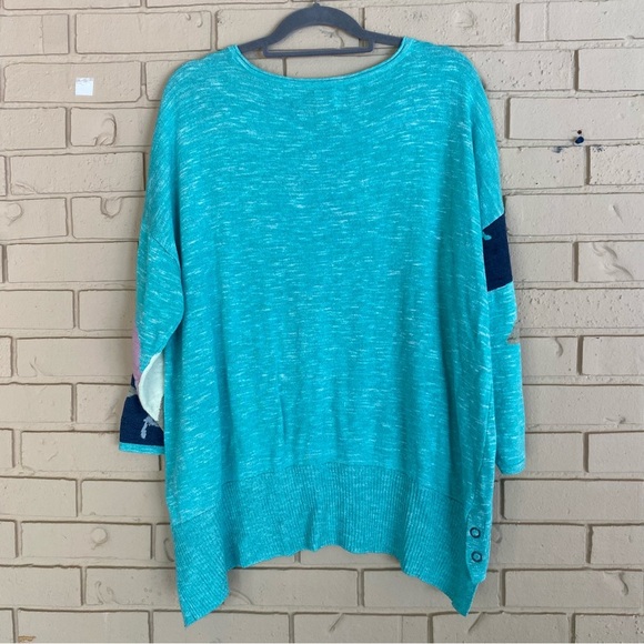 Women's Nic + Zoe Abstract Floral Linen Blend Sweater Travel Resort Size XL - Picture 4 of 8